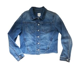 Kensie Cropped Raw Hem Denim Jean Jacket Size Medium